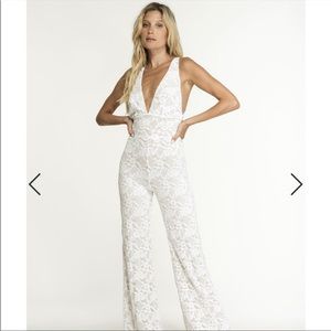 Free people NIGHTCAP Wisteria Lace one piece Jumpsuit in Dove white xs